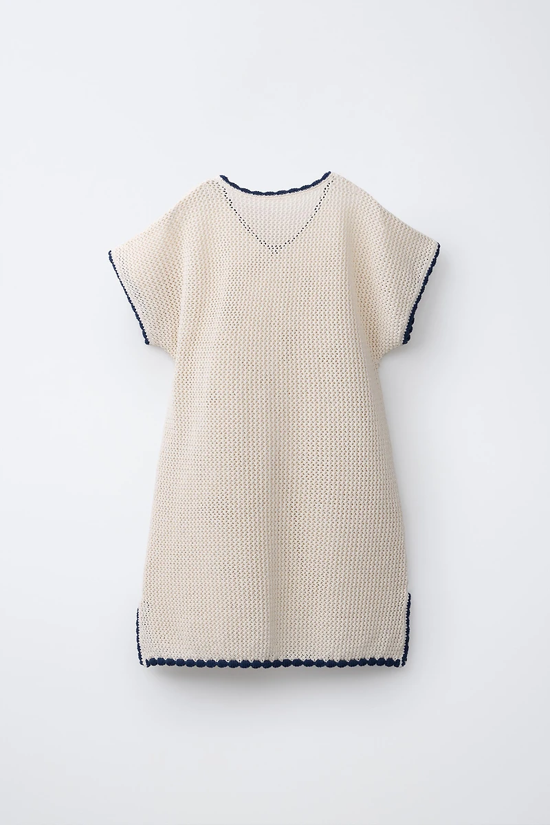 FLORAL CROCHET KNIT KAFTAN