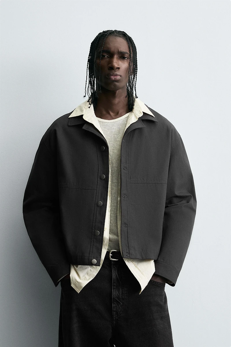 TEXTURED CROPPED FIT OVERSHIRT