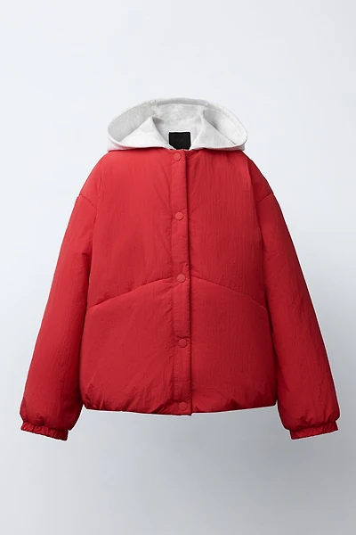 BLOUSON REMBOURRÉ À CAPUCHE EN MOLLETON