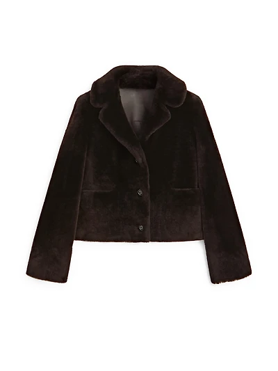 Short lambskin mouton jacket