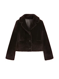 Short lambskin mouton jacket