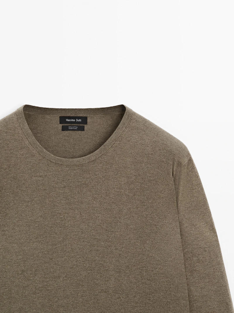 Long sleeve cotton knit sweater