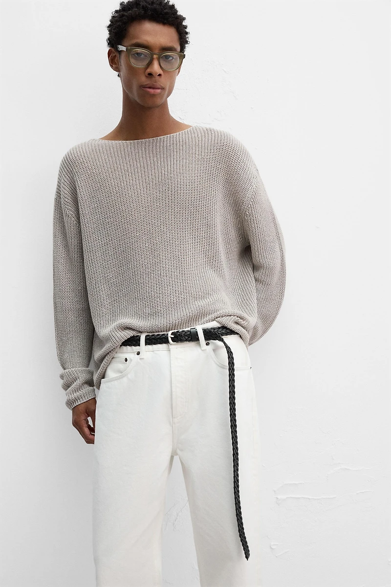 CEINTURE LONGUE EN CUIR TRESSÉ