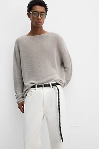 CEINTURE LONGUE EN CUIR TRESSÉ