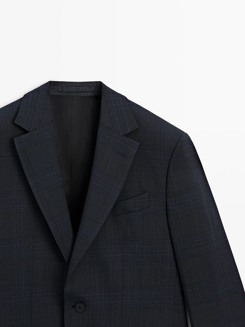 Cool wool blend check suit blazer