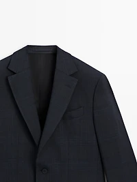 Cool wool blend check suit blazer