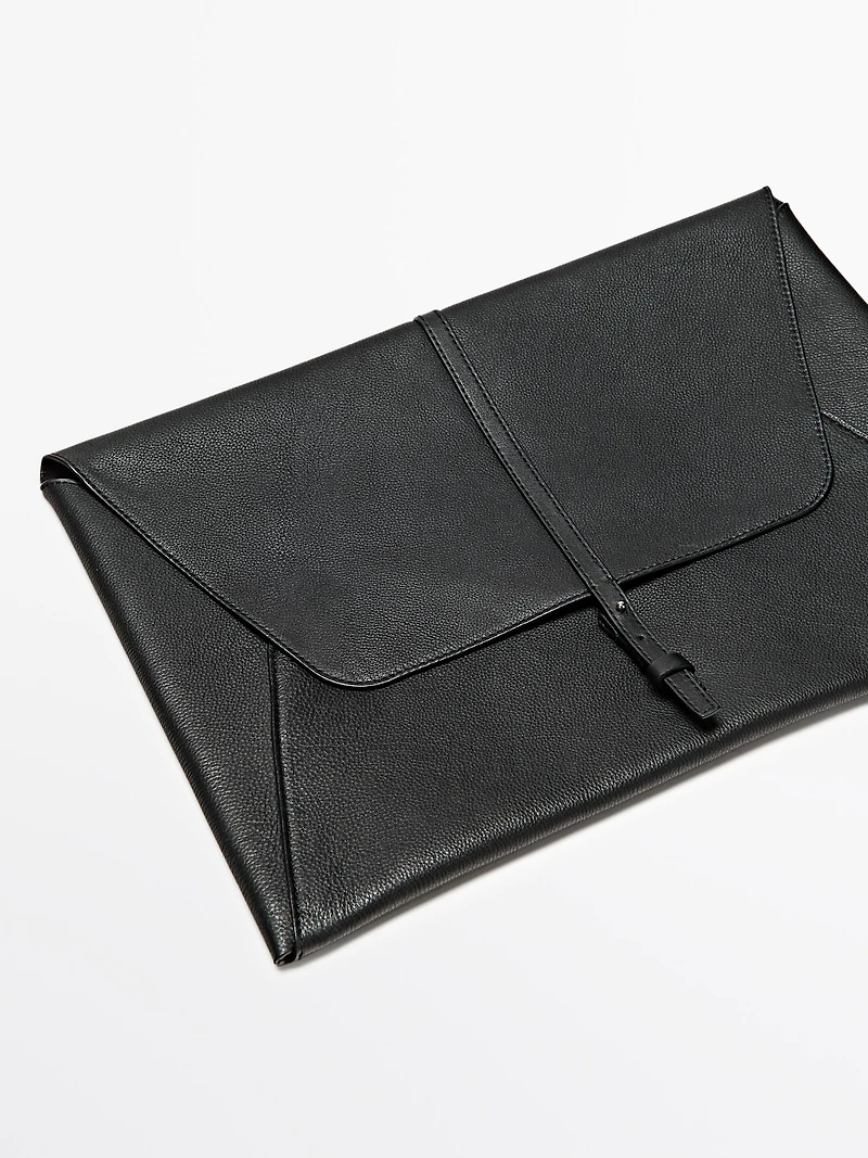 Étui pour ordinateur portable en cuir bovin finition nappa