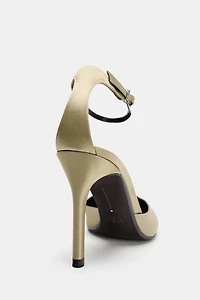 SATIN ANKLE STRAP HEELS