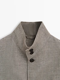 Linen blend bomber jacket with collar detail