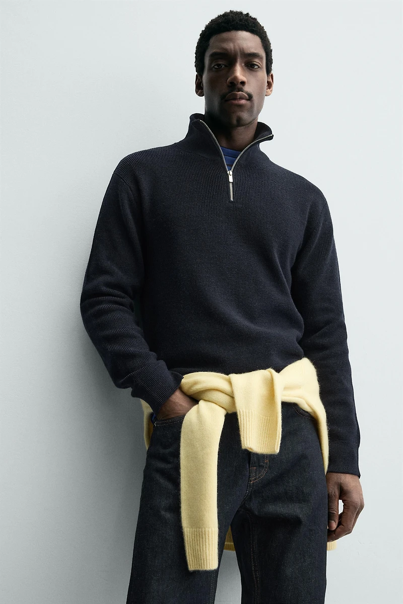 WOOL BLEND QUARTER-ZIP JUMPER