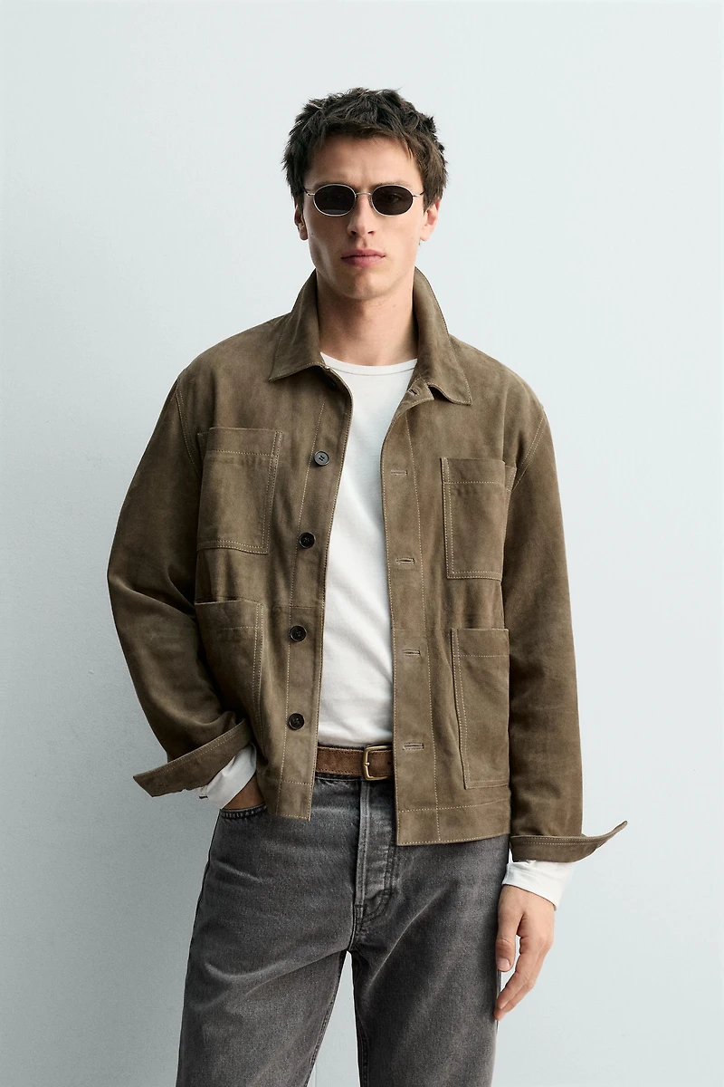 BLOUSON EN DAIM À POCHES