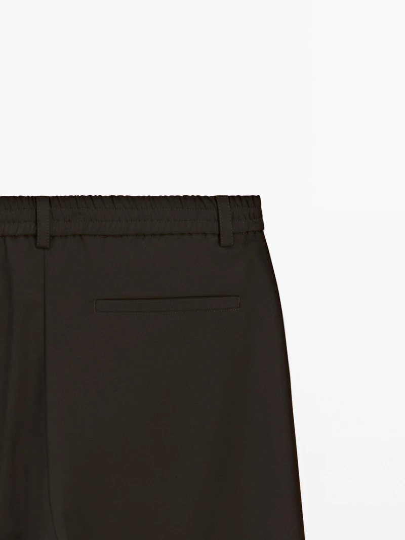 Wool blend jogger fit trousers