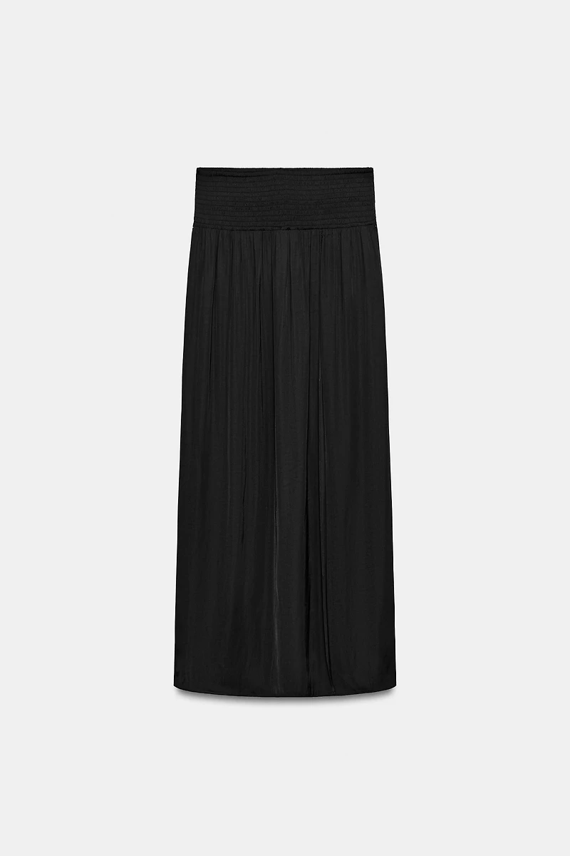 LONG SATIN SKIRT WITH SLIT