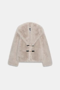 SHORT FAUX FUR TOGGLE COAT