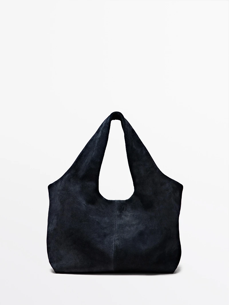 Sac shopper medium en croûte de cuir
