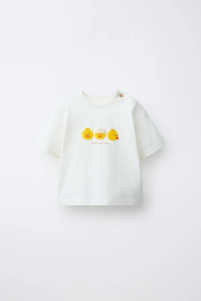 RUFFLY EMBROIDERED CHICK T-SHIRT