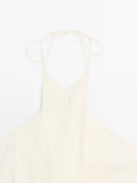 Striped cotton blend halter top