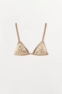 BEADED LACE TRIANGLE BRA