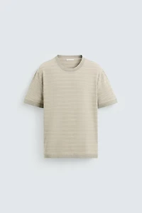 T-SHIRT EN MAILLE COTON ET LIN RAYÉ