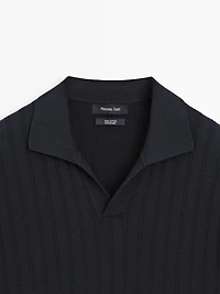 Cable-knit polo sweater