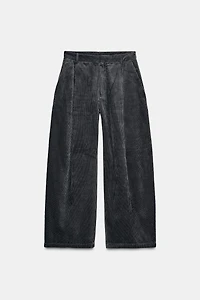 ZW COLLECTION WIDE LEG CORDUROY PLEATED PANTS