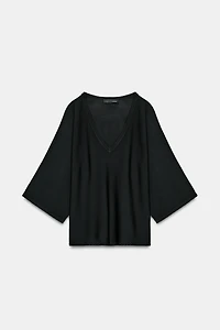 FLOWY V-NECK KNIT JUMPER