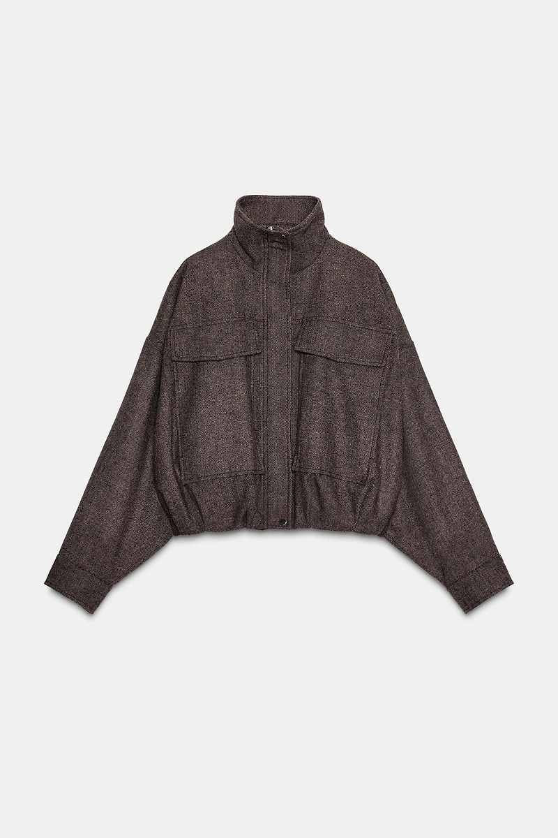HERRINGBONE BALLOON BOMBER JACKET