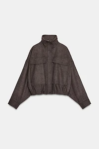 HERRINGBONE BALLOON BOMBER JACKET