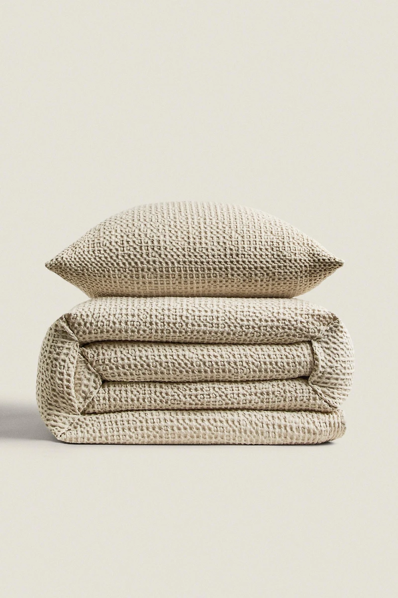 MINI WAFFLE-KNIT COTTON BEDSPREAD