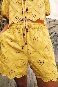 EMBROIDERED PERFORATED SHORTS