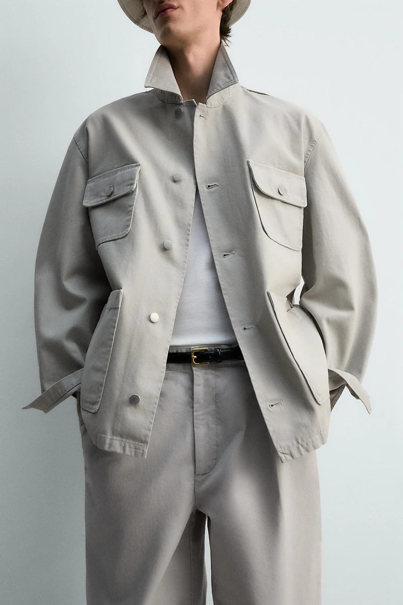 BLOUSON RELAXED FIT EFFET DÉLAVÉ AVEC POCHES