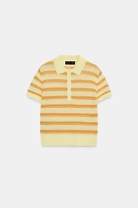 POLO EN MAILLE À RAYURES ET MANCHES COURTES