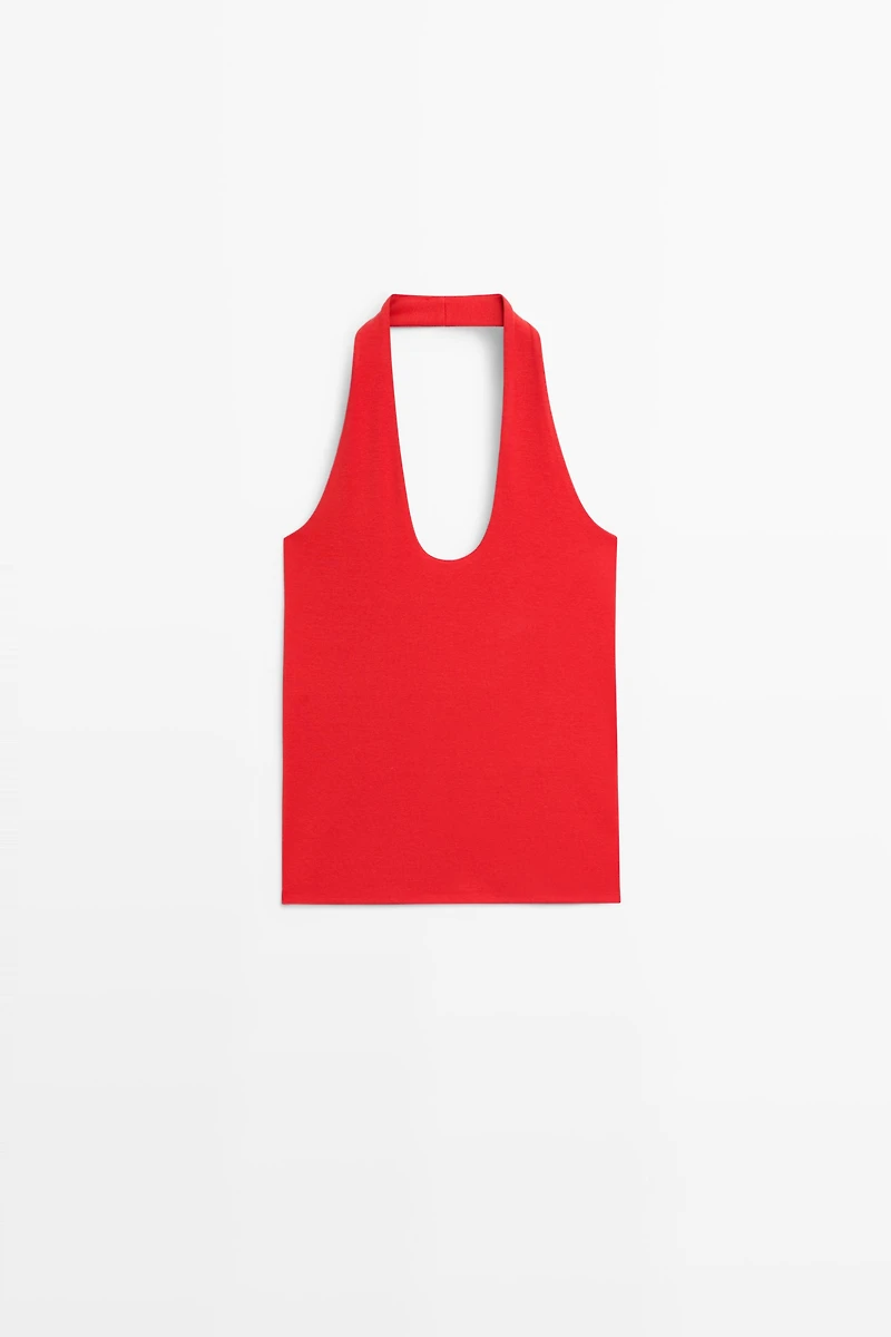 Cotton modal blend halter top