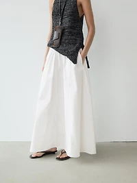 Long gathered poplin skirt