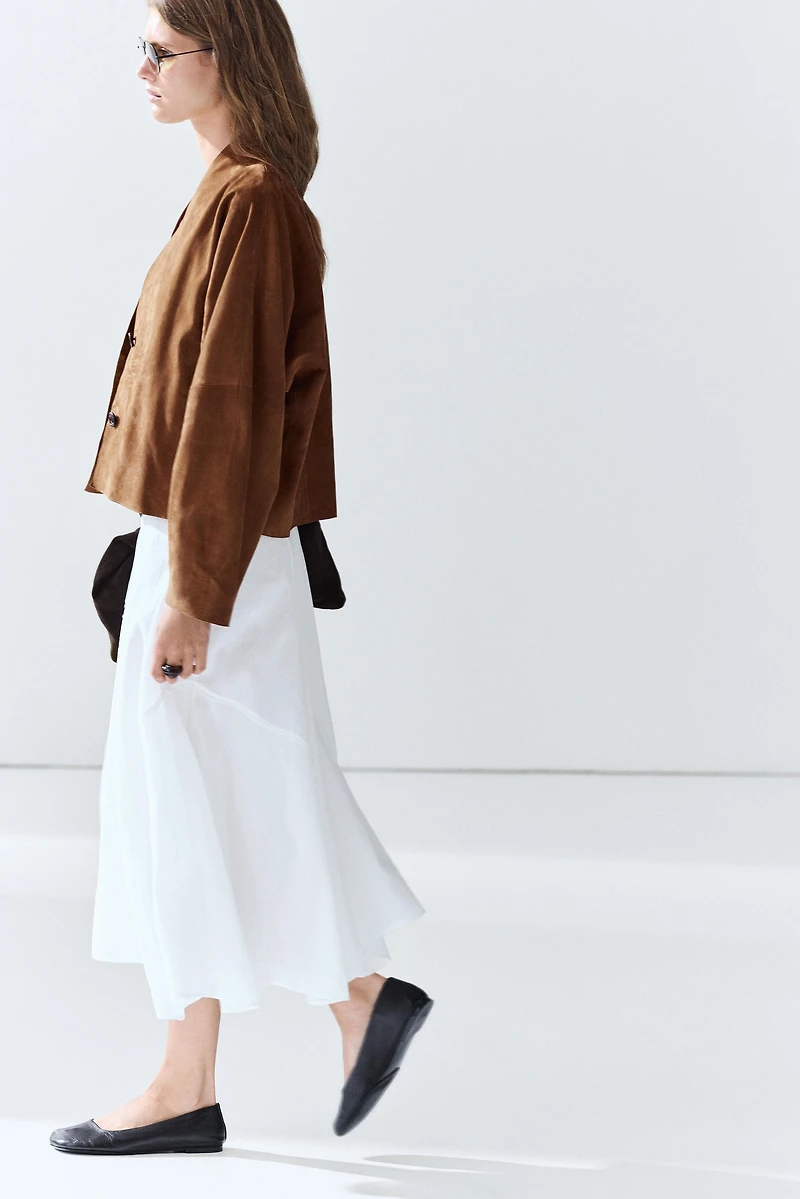 Flowing midi skirt with panel detail