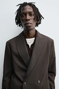 DOUBLE BREASTED WOOL BLEND SUIT JACKET