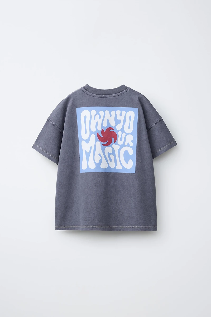 T-SHIRT IMPRIMÉ POCHE EFFET DÉLAVÉ