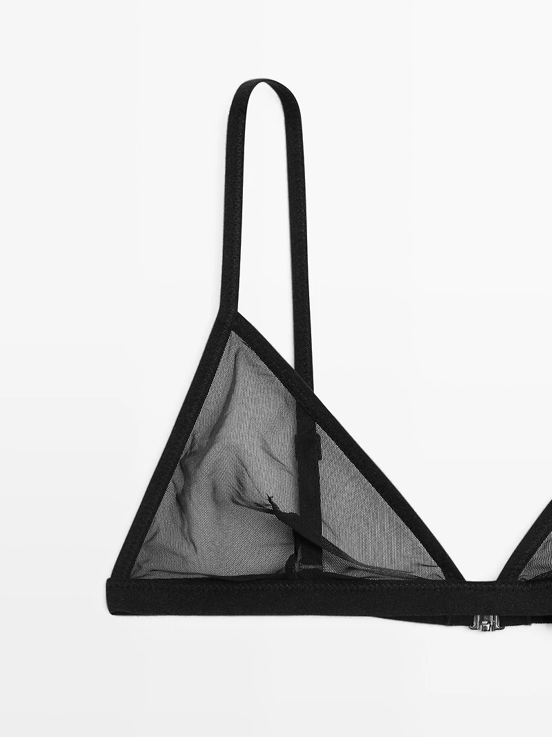 Bralette triangle en mesh semi-transparent