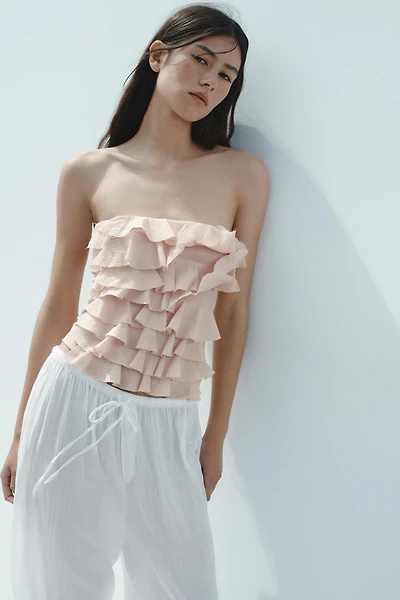 RUFFLED STRAPLESS TOP