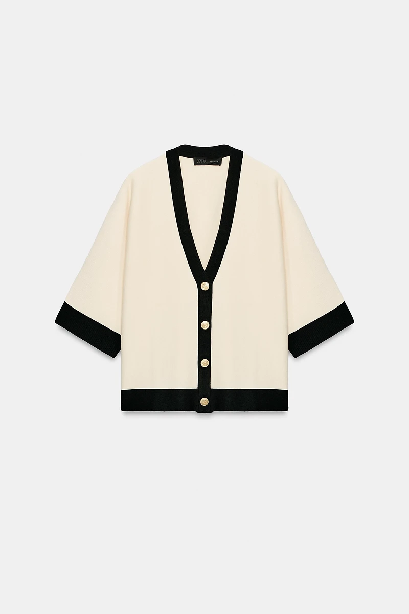 CONTRAST BINDING CARDIGAN