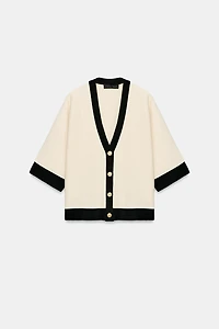 CONTRAST BINDING CARDIGAN