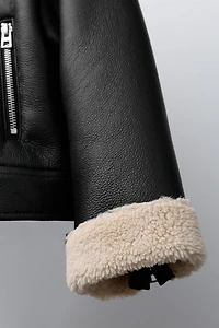 FAUX LEATHER SHEARLING JACKET
