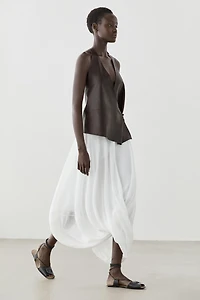 Nappa leather wrap top