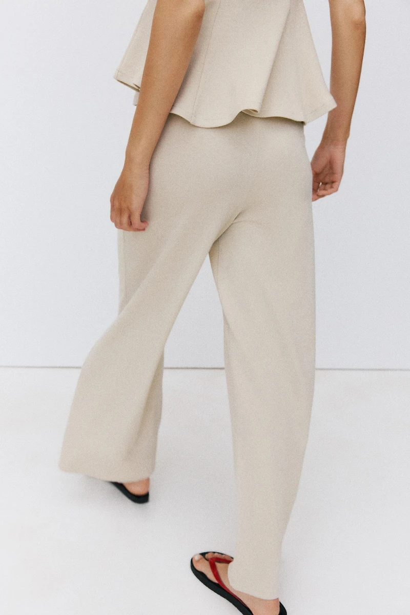 PIQUÉ STRAIGHT LEG PANTS WITH BUTTONS