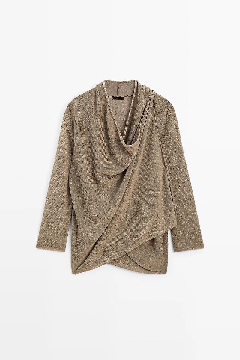 Total look draped knit cape cardigan
