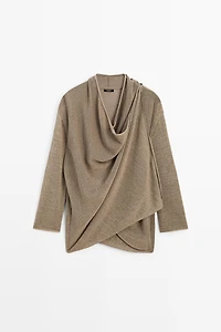 Total look draped knit cape cardigan