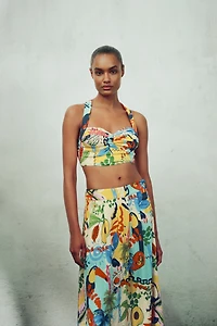 JUPE MIDI CAPE À IMPRIMÉ TROPICAL