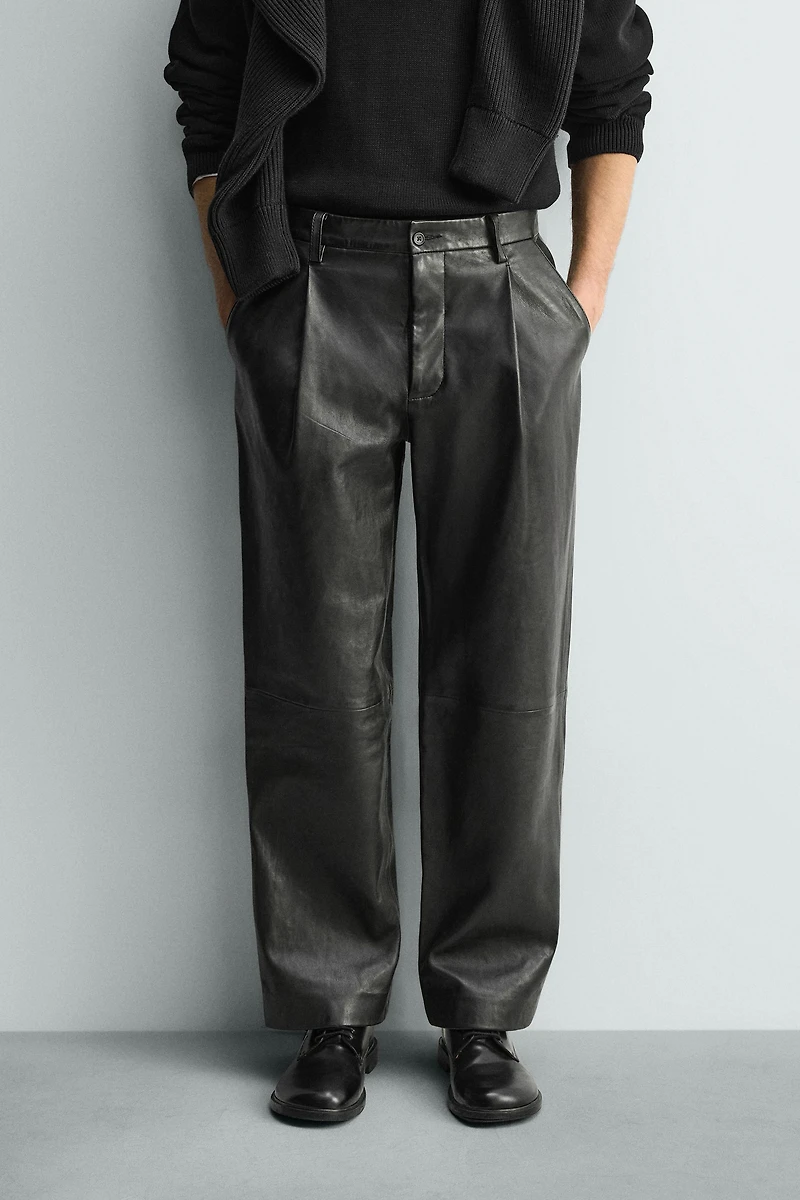 LEATHER STRAIGHT FIT PANTS