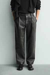 LEATHER STRAIGHT FIT PANTS