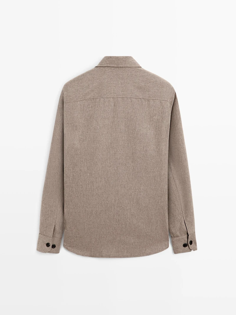Wool blend overshirt with pockets - LIMITED